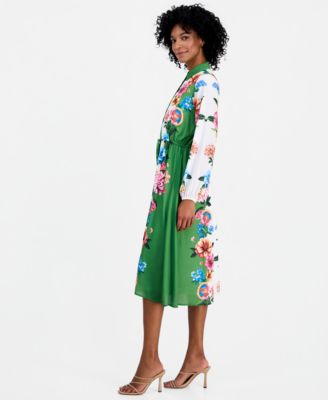 Women's Drawstring-Waist Midi Shirtdress