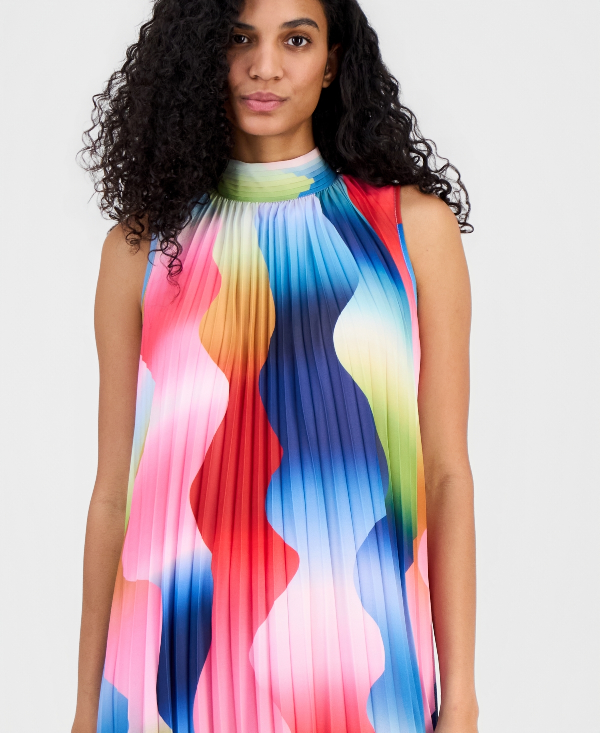 T Tahari Women's Pleated Chiffon Dress