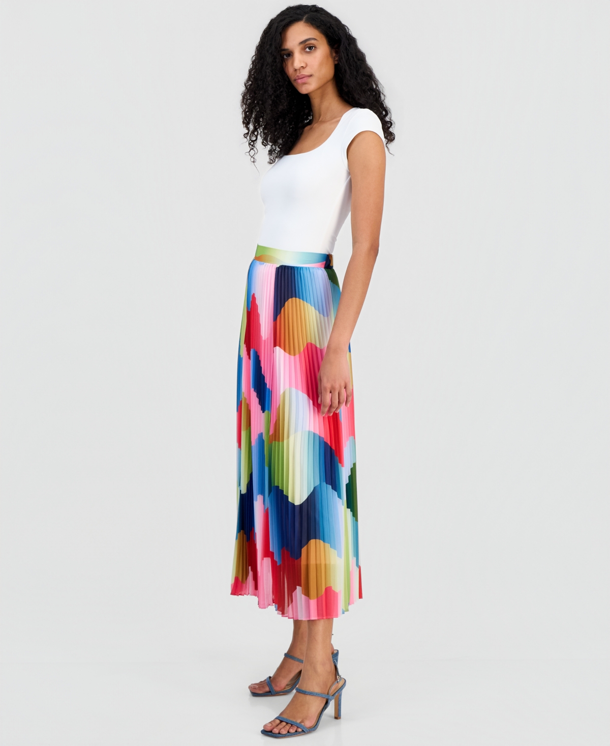 T Tahari Women's Pleated Midi Skirt