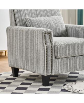 Modern Striped Accent Chair with Nailhead Trim