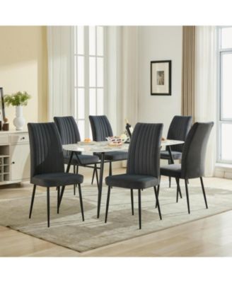 Dark Grey Velvet Dining Chairs - Set of 2, Adjustable Feet