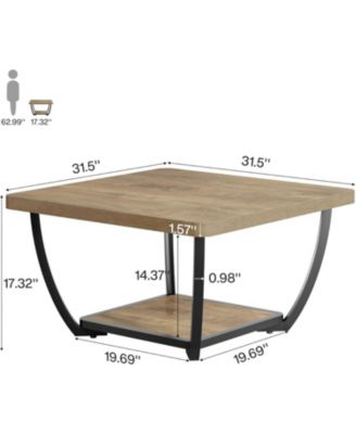 Coffee Table with Storage Shelves, with Arc Metal Frame