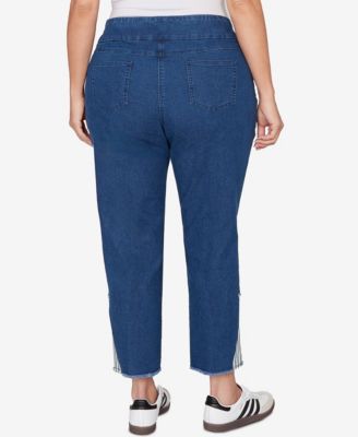 Plus Size Nautical Stripe Inset Slim Fit Jean