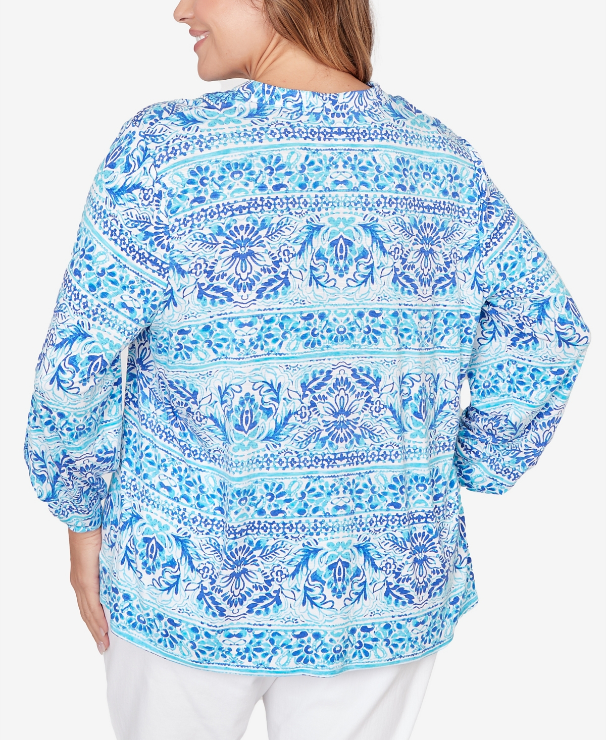 Ruby Rd. Plus Woodblock Twin Printed Knit Top