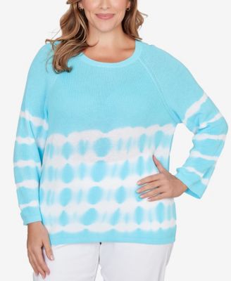 Plus Size Tie Dye Cotton Raglan Sweater