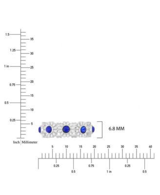 Lapis (1.35 ct. t.w.) Flower Band Ring in Rhodium Over Sterling Silver