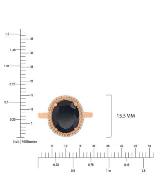 Created Sapphire (0.22 ct. t.w.) and Onyx Textured Halo Ring n 14k Rose Gold Over Sterling Silver