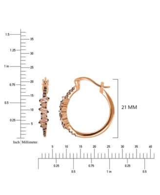 Morganite (0.3 ct. t.w.) & Coffee Cubic Zirconia (0.504 ct. t.w.) Hoop Earrings in 14k Rose Gold Over Sterling Silver