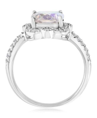 Aurora Borealis (4.37 ct. t.w.) & Cubic Zirconia (4.37 ct. t.w.) Cushion Ring