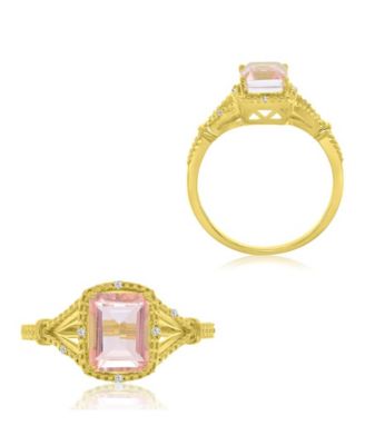 Diamond (0.017 ct. t.w.) & Morganite (1.55 ct. t.w.) Quartz Ring in 10k Yellow Gold