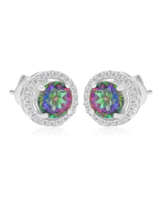 Diamond (0.21 ct. t.w.) and Mystic Green Stud Earrings