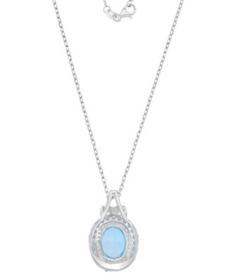 Blue Topaz (0.84 ct. t.w.) & Created Sapphire (0.15 ct. t.w.) Necklace in Rhodium Over Sterling Silver