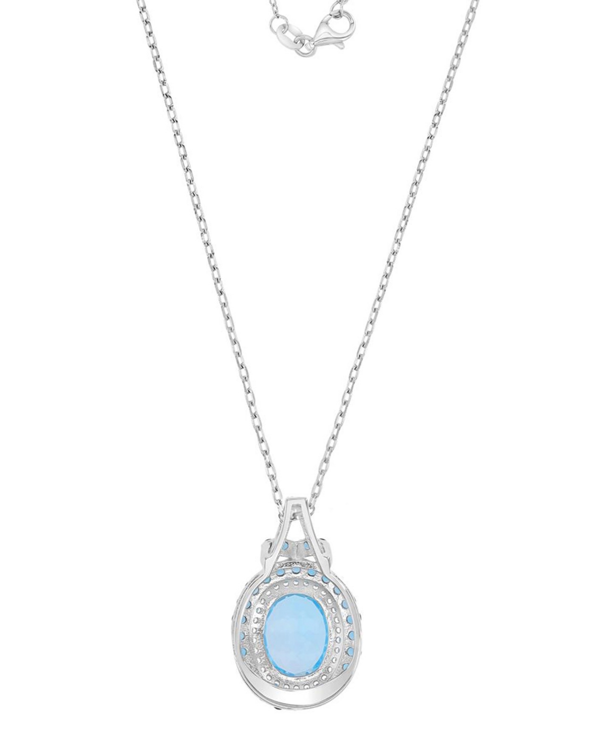Macy's Blue Topaz (0.84 ct. t.w.) & Created Sapphire (0.15 ct. t.w.) Necklace in Rhodium Over Sterling Silver