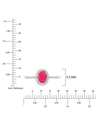 Ruby (1 ct. t.w.) and Diamond (0.14 ct. t.w.) Halo Ring in 14k White Gold