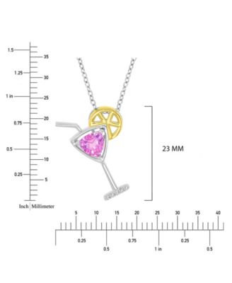 Diamond (0.015 ct. t.w.) & Pink Sapphire (1.05 ct. t.w.) Martini Glass Necklace in 14K Yellow Gold Over Sterling Silver