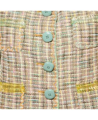 Women's Cheap And Chic Multicolor Tweed Short Sleeve Jacket