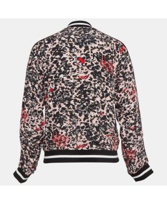 Women's Pink/black Printed Crepe Reversible Billy Leo Jacket