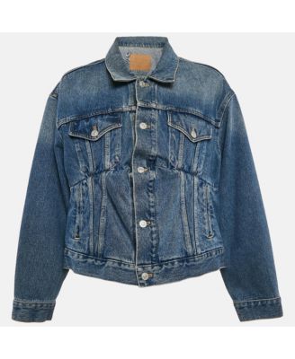 Women's Blue Denim Dart Detail Button Front Jacket