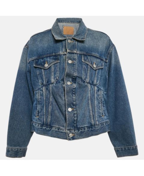 Женские куртки Pre-Owned Balenciaga Women's Blue Denim Dart Detail Button Front Jacket