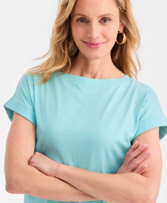 Women's Trapunto Knit Boat-Neck Top