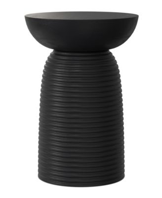 Boyd 13" Mango Wood Solid Ribbed Accent Table