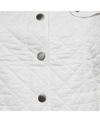 Women's Brit White Synthetic Quilted Button Front Jacket