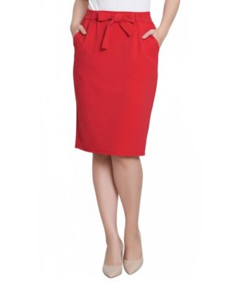 Petite Slim Belted Scuba Crepe Skirt