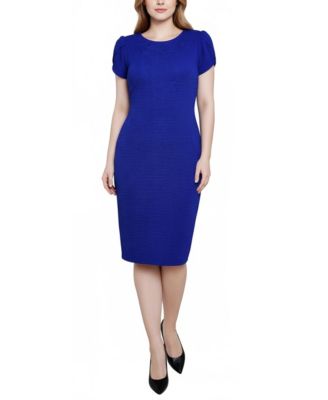 Petite Petal Sleeve Textured Knit Dress