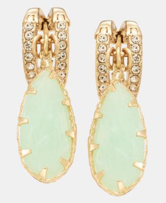 Colored Stone Drop Hoop Earrings