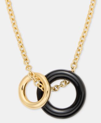 Jet Double Ring Pendant Necklace