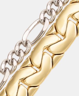 Two-Tone Multi Chain Open Drama Flex Bracelet