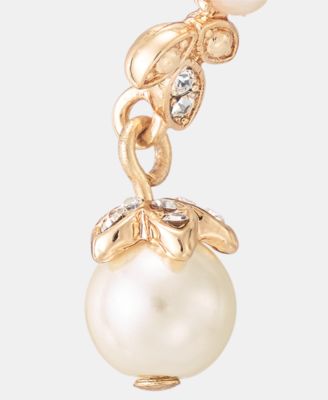 Pav&eacute; & Imitation Pearl Threader Earrings
