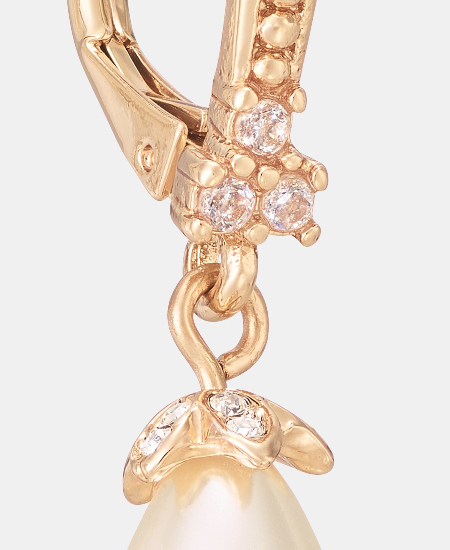 Pav&eacute; & Imitation Pearl Drop Earrings