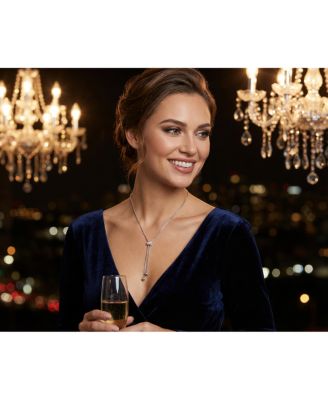 Minimalist CZ Geometric Round Ball Linear Lariat Tassel Y Slide Necklace Sterling Silver Adjustable