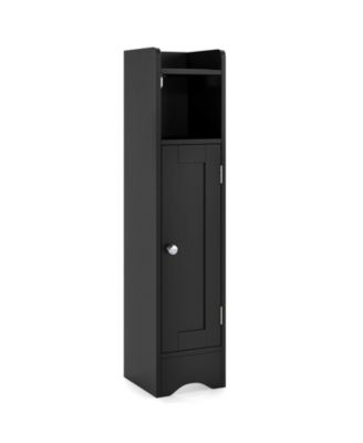 Bathroom Storage Cabinet with Door Toilet Paper Holder Stand for Small Spaces