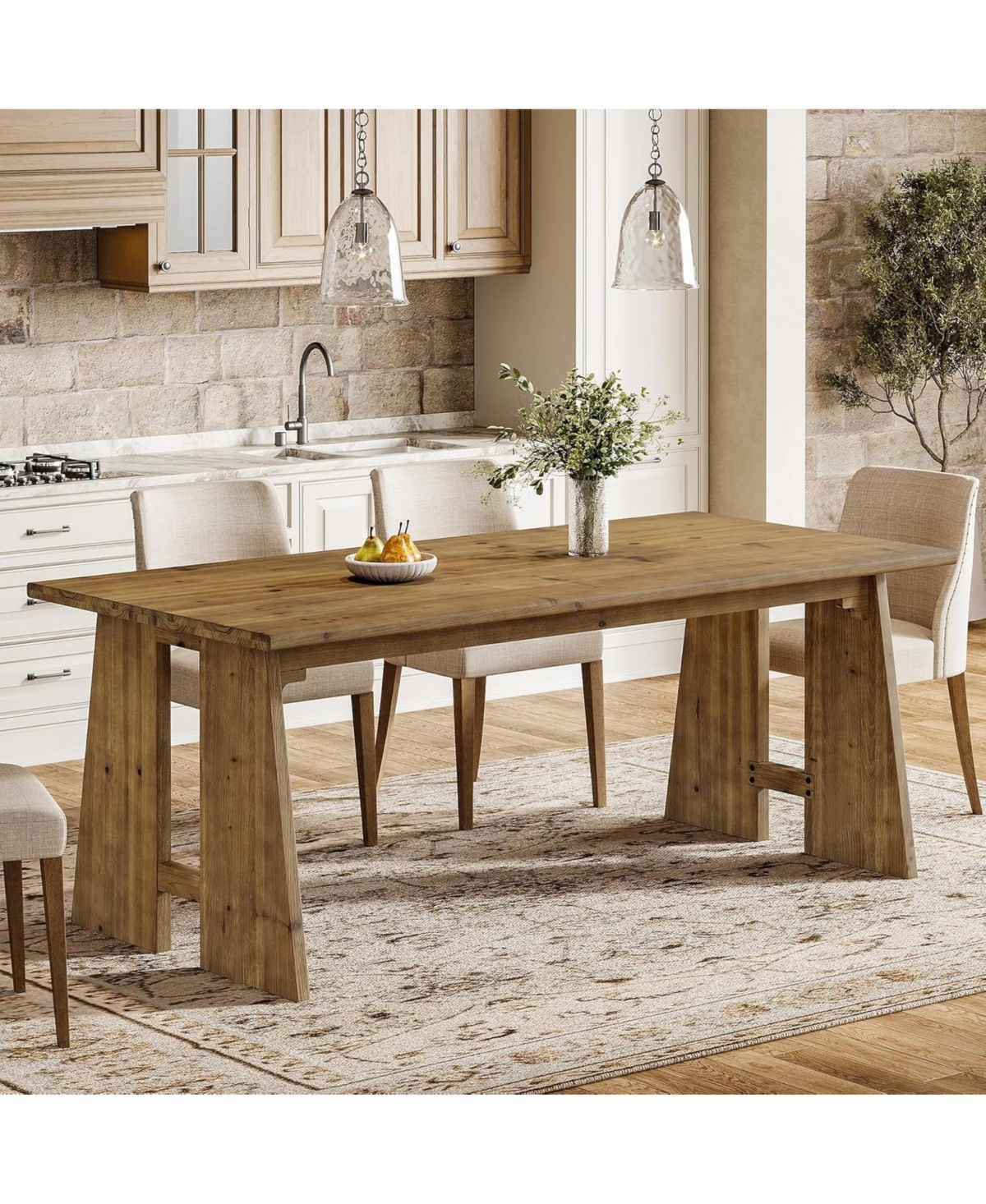 Tribesigns 70.87" Dining Table for 6-8, Solid Wood Rectangle Kitchen Table with Heavy-Duty Legs, Modern Kitchen and Dining Room Furniture