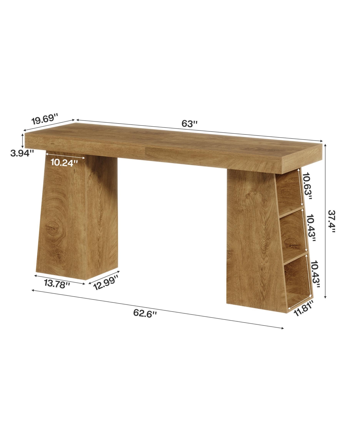 Tribesigns Tribeisgns 63-Inch Long Bar Table with Storage, Counter Height Pub Cocktail Table Home Bar Unit with Storage Shelves