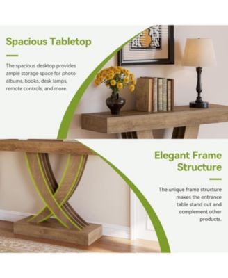 43.3 Inch Entryway Table, Farmhouse Wooden Console Table Behind The Couch, Rectangular Sofa Table for Entrance, Hallway, Living Room, Foyer