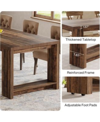 86.61-Inch Dining Table for 6-8 People, Modern Narrow Long Kitchen Table with Pedestal Base, Farmhouse Extra Long Dining Room Furniture