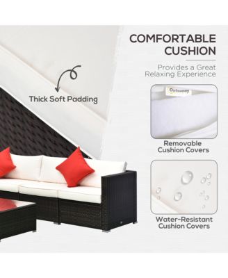 6-Piece Outdoor Patio Rat Wicker Furniture Sofa Set w/ Cushion