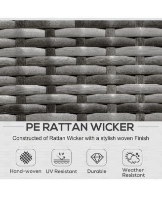 6-Piece Outdoor Patio Rat Wicker Furniture Set w/ Cushions Charcoal