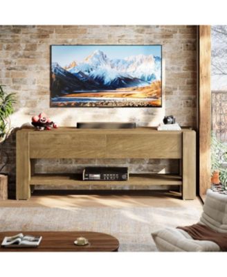 63" TV Stand for TVs up to 75-Inch, Entertainment Center with 2 Drawers and Open Storage Shelves, Media Console Television Stands