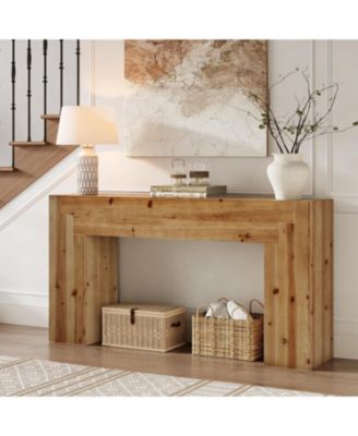 Solid Wood Console Table for Living Room, 62.99-Inch Farmhouse Entryway Table Indoor for Foyer, Hallway