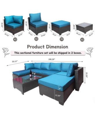 7 Piece PE Rattan Wicker Outdoor Garden Patio Furniture Set Cushioned Sofa and Coffee Table