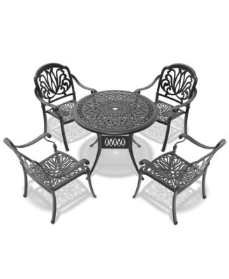 5-Piece Set Of Cast Aluminum Patio Furniture With Cushions