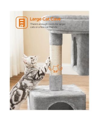 39.8-Inch Cat Tower for Extra Large Cats up to 44 lb: Large Perch, 2 Cat Caves, Scratching Posts