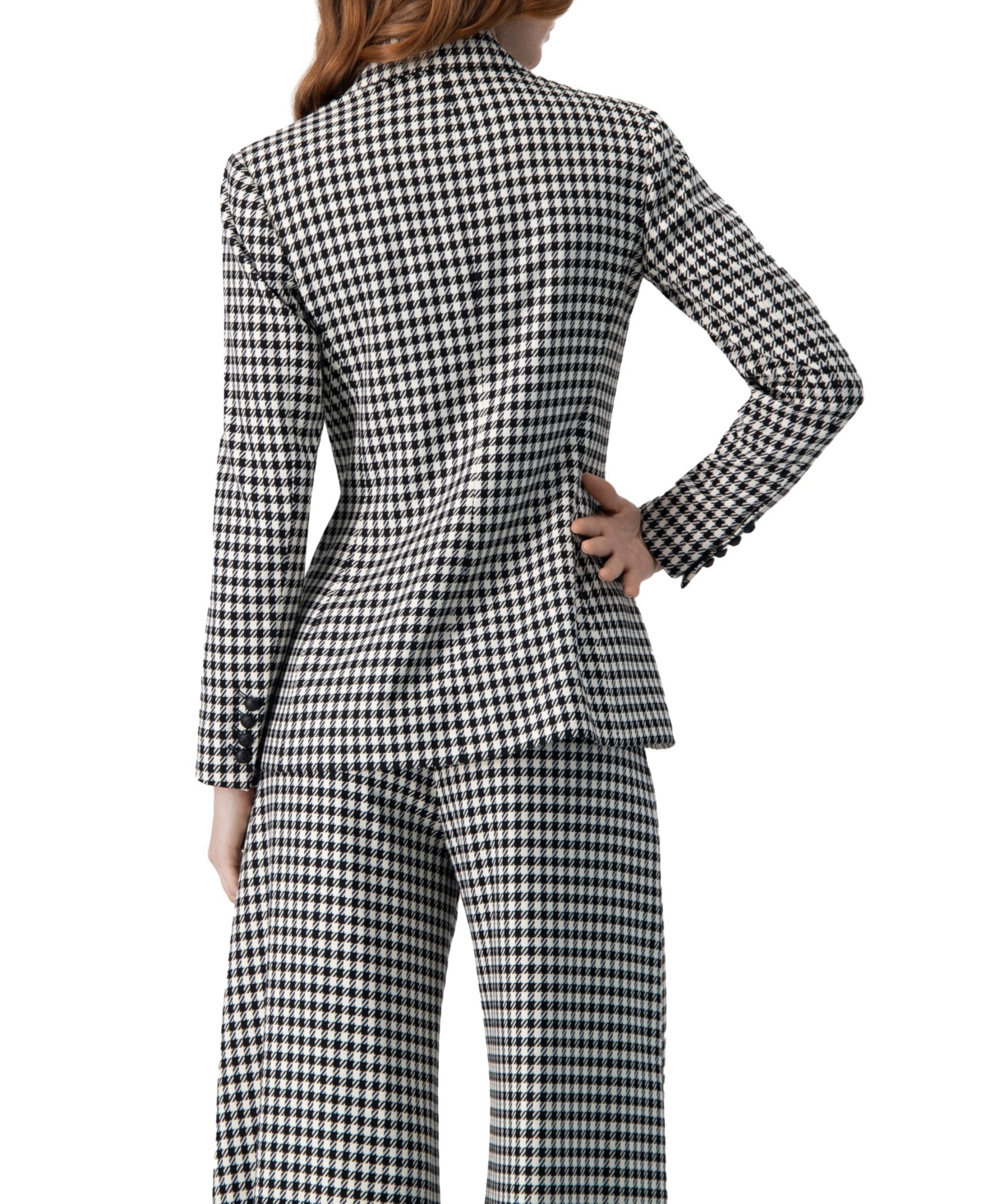 Ivonne Women's Double-Breasted Houndstooth Blazer