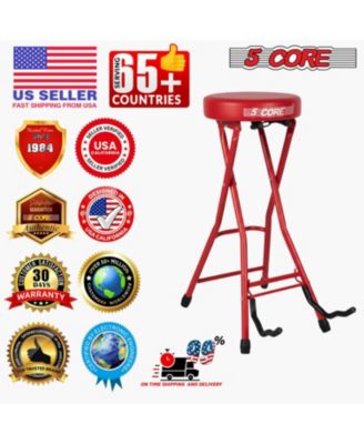 Guitar Stool 3.15" Padded Chair Foldable Heavy Duty Music Seat Built in Foot Rest Guitar Stand