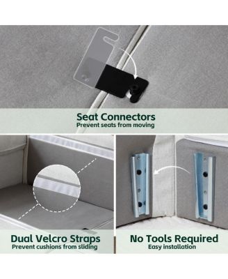 Living Room Sofa Luxury Couch Four Seater with Two Ottomans Beige