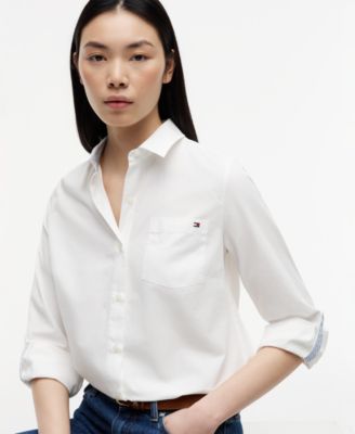 Women's Classic Poplin Roll-Tab Long-Sleeve Shirt